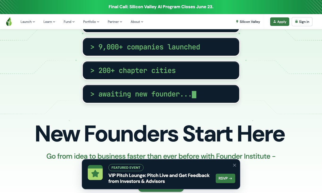 Founder Institute homepage