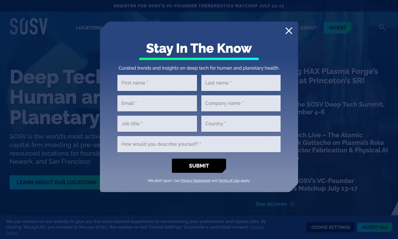 SOSV homepage
