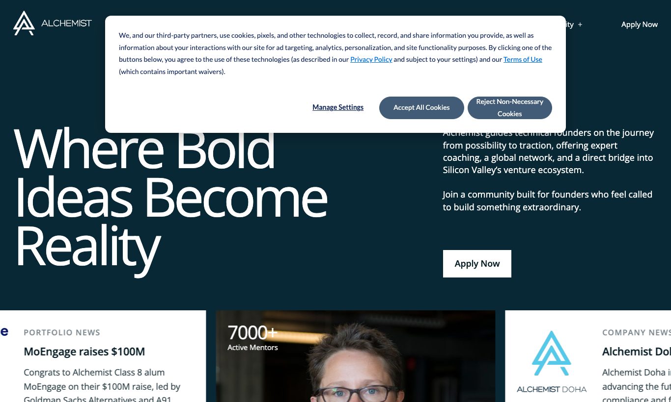 The Alchemist Accelerator homepage