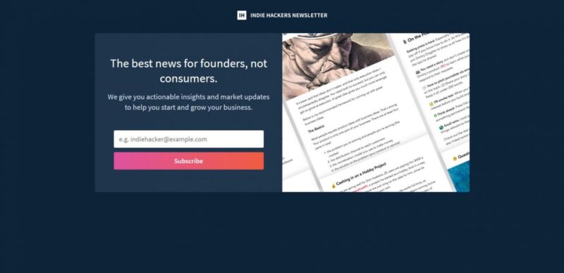 Indie Hackers newsletter