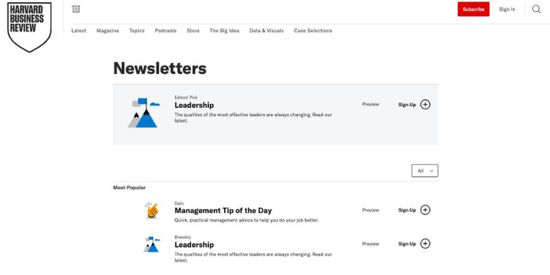 Harvard Business Review newsletter