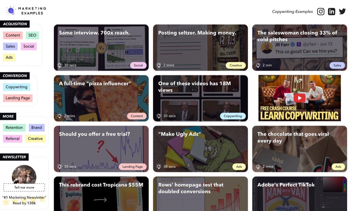 Marketing Examples newsletter