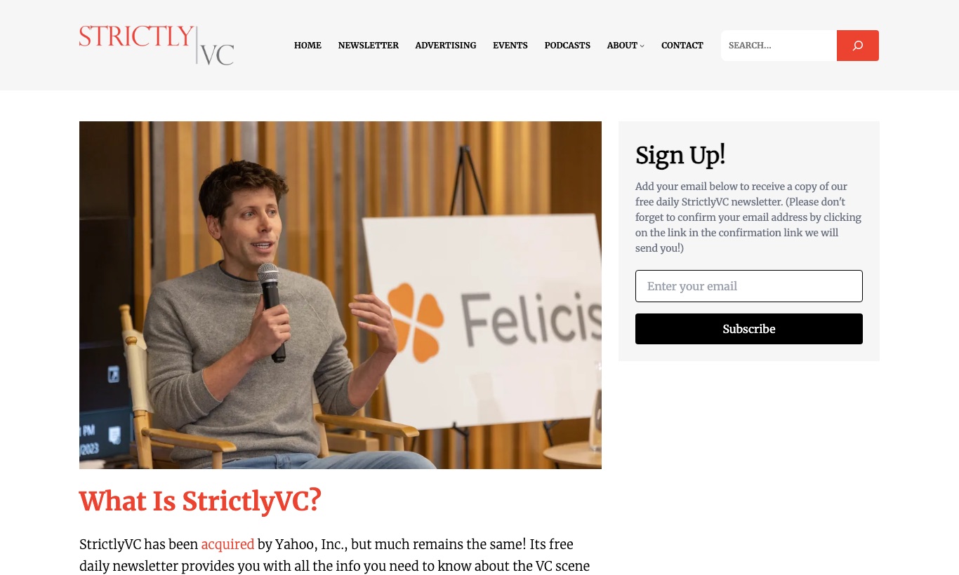 StrictlyVC newsletter