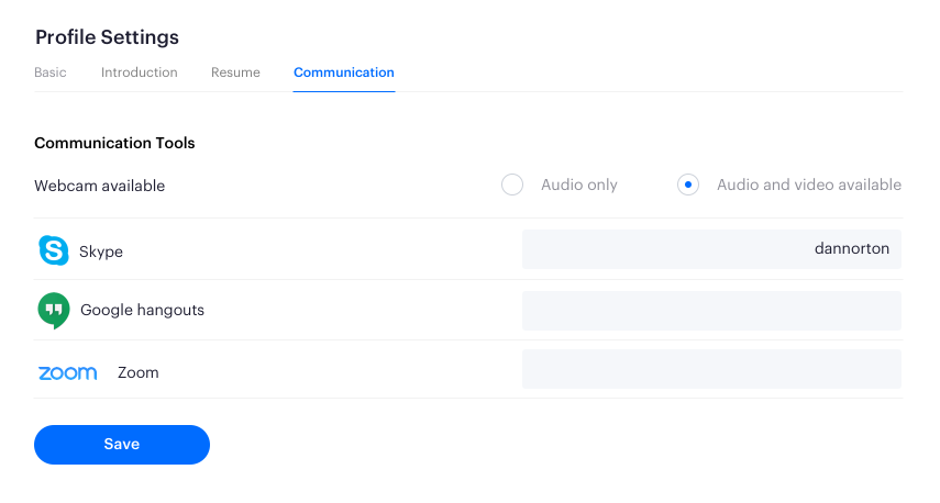 Communication platform settings