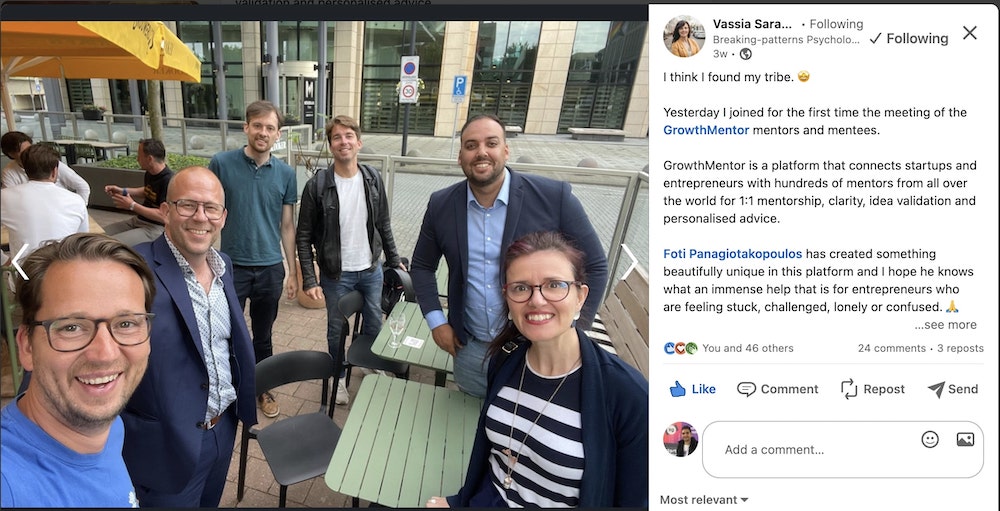 GrowthMentor members meeting in person