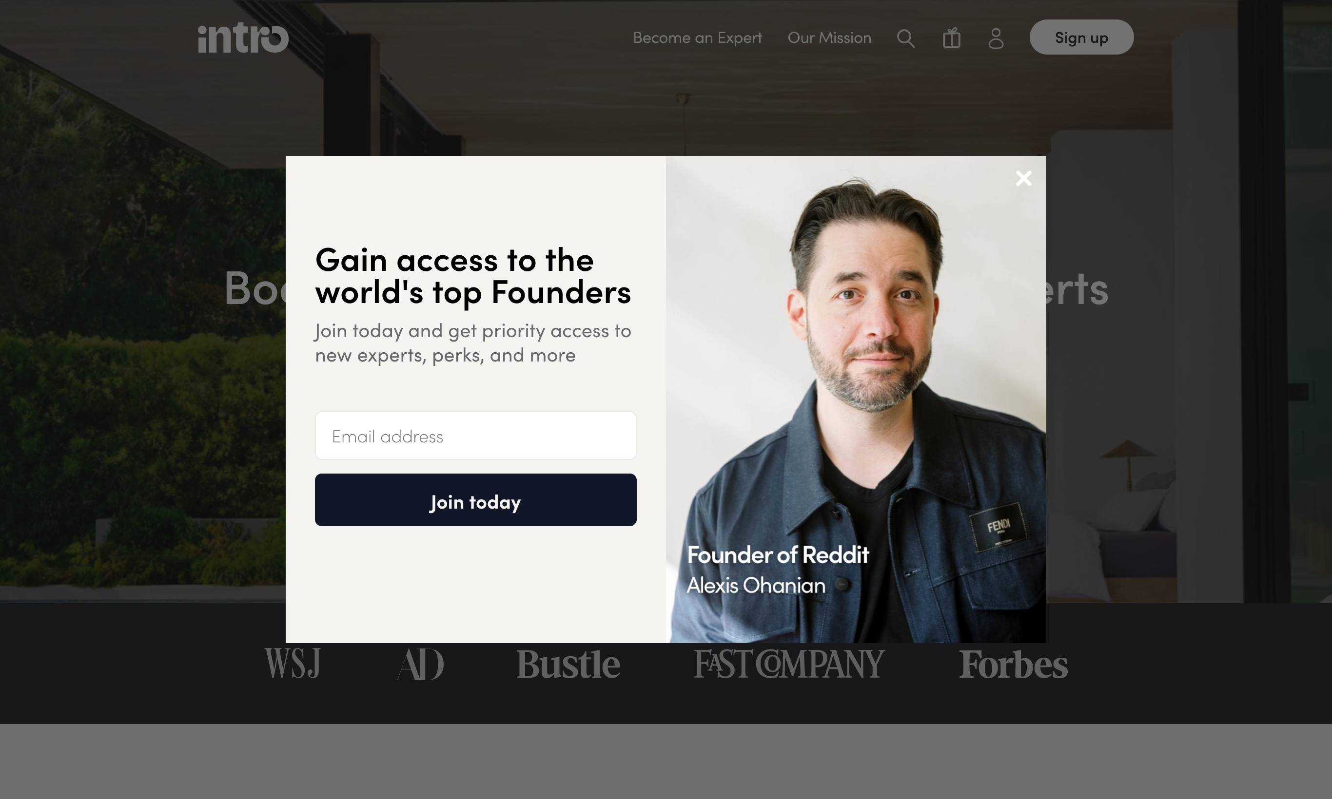 Intro homepage