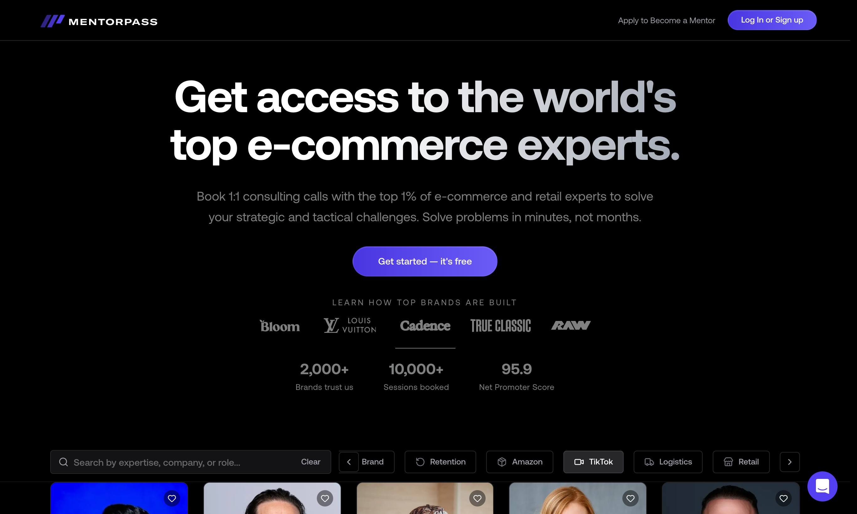 Mentorpass homepage