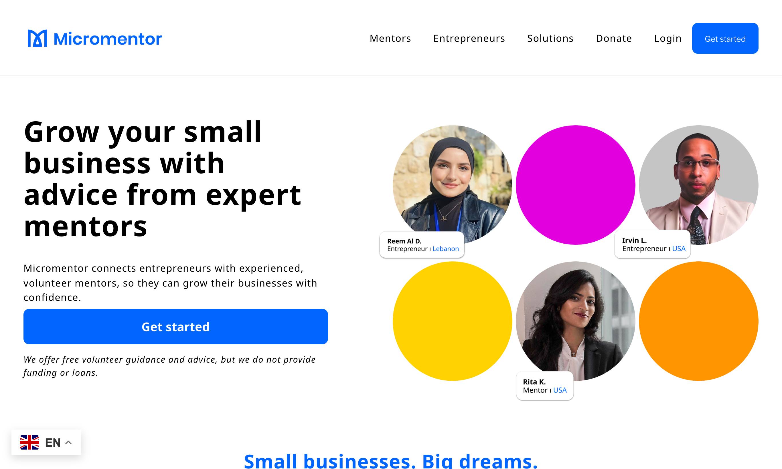 MicroMentor homepage