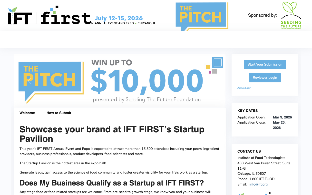 IFT FIRST – "The Pitch!" website