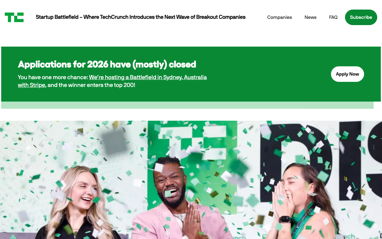 TechCrunch Disrupt — Startup Battlefield website
