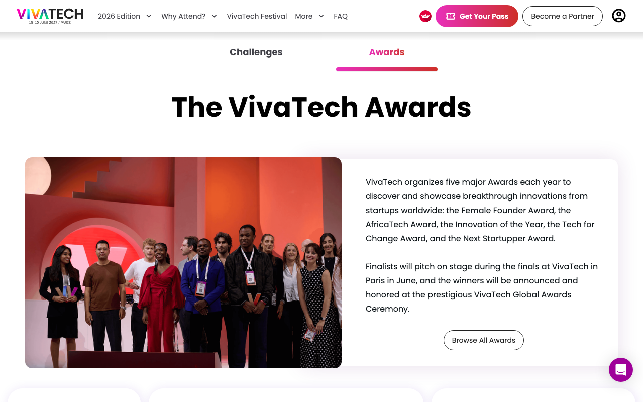 VivaTech — Startup Challenges & Awards website