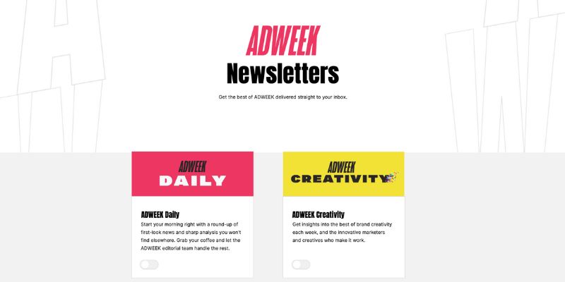 Adweek marketing newsletter website