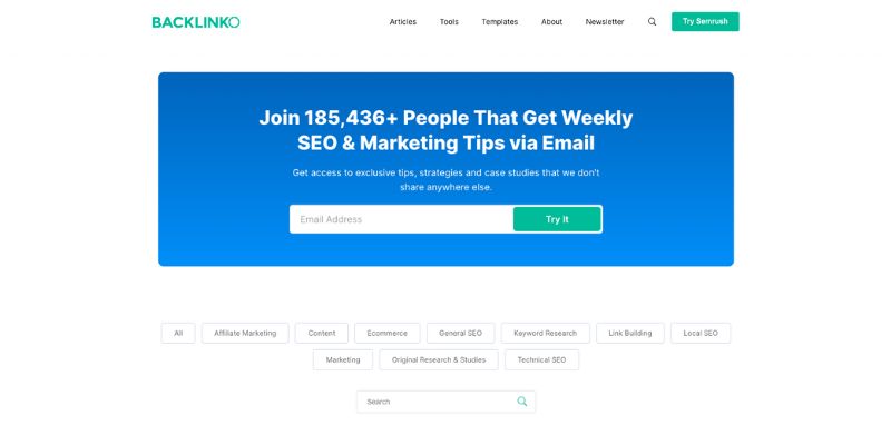 Backlinko marketing newsletter website