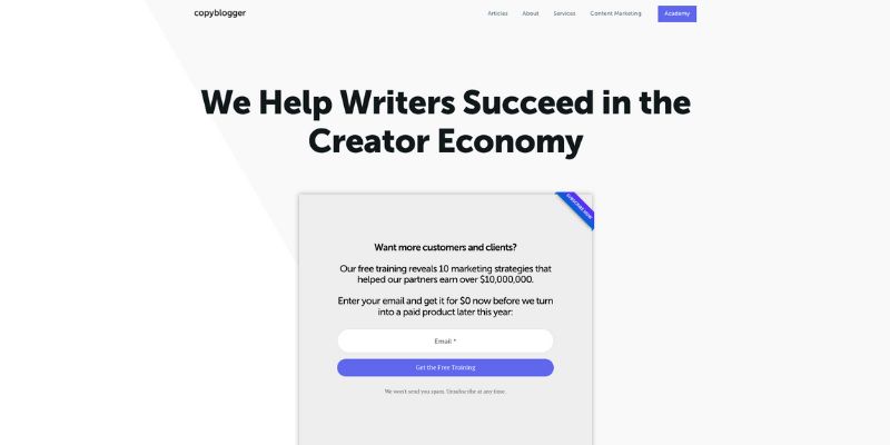 Copyblogger marketing newsletter website