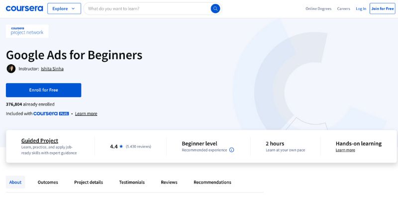 Coursera - Google Ads for Beginners 2025