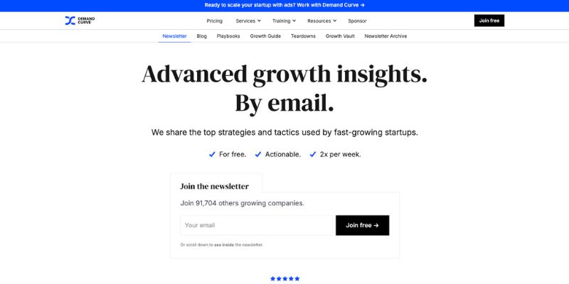 Demand Curve marketing newsletters website