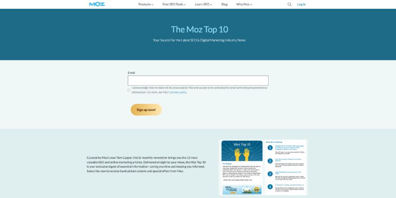 Moz Top 10 marketing newsletters