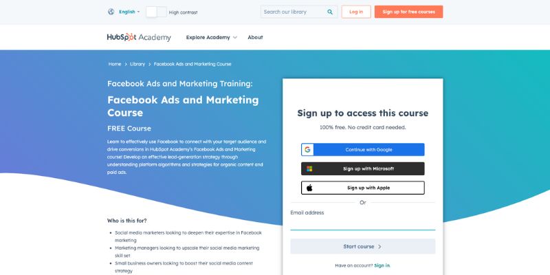 HubSpost Academy Facebook Ads and Marketing Course