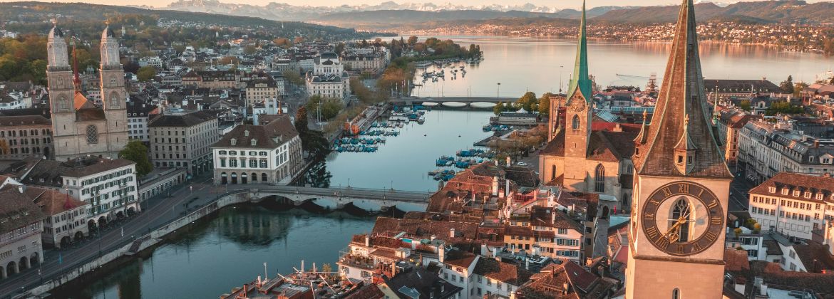 Zurich city landscape by river